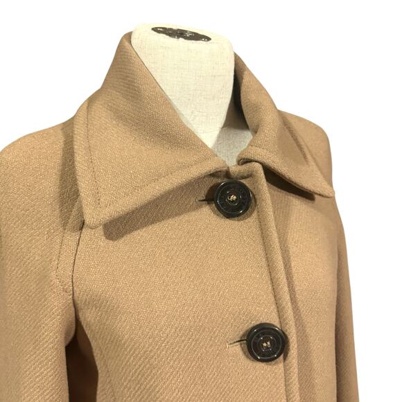 Marc Jacobs Womens XS Longline Wool Peacoat Natural Tan Minimalist Closet Staple - Picture 6 of 16